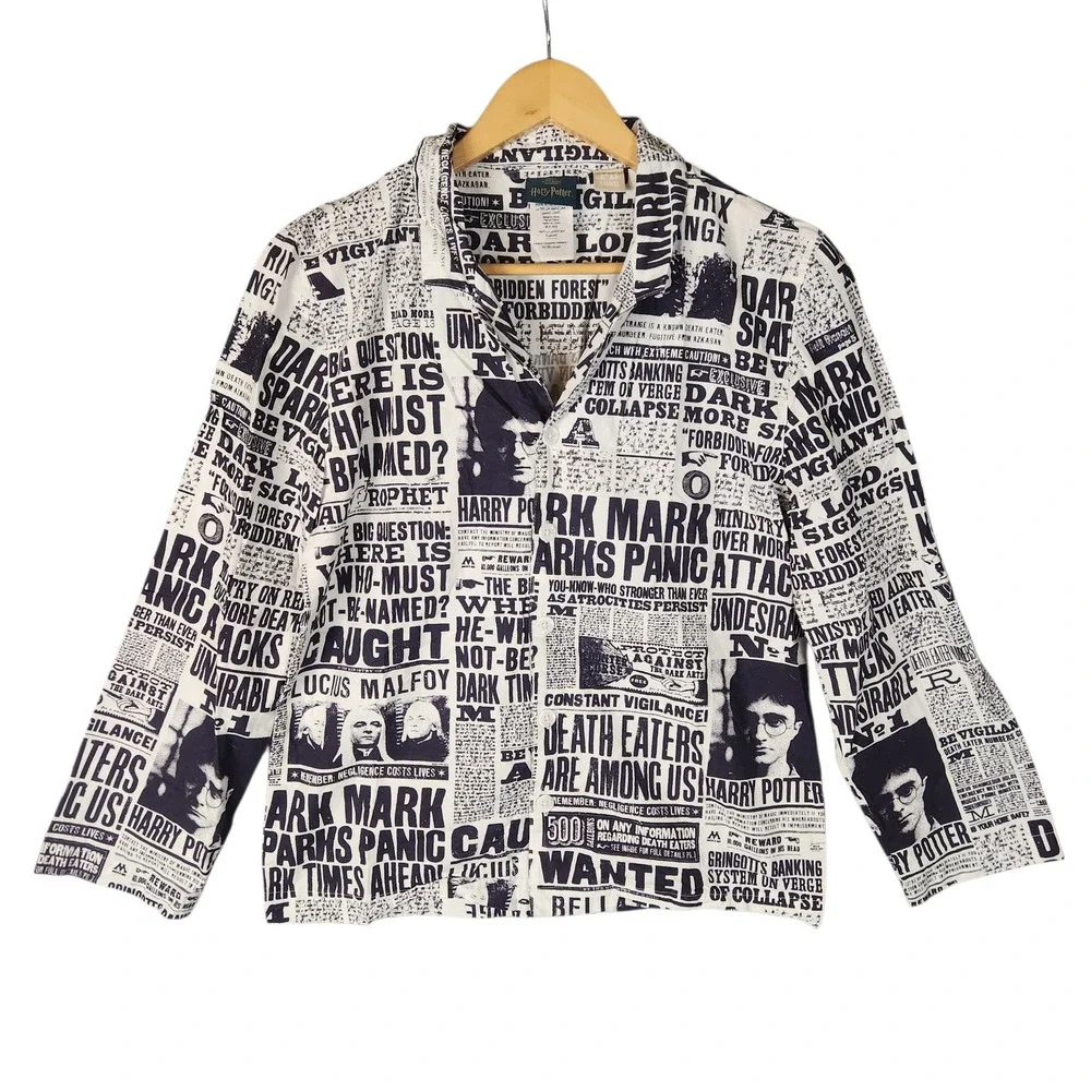 PBteen Harry Potter Pajama Set Unisex Medium Daily Prophet Newspaper Print